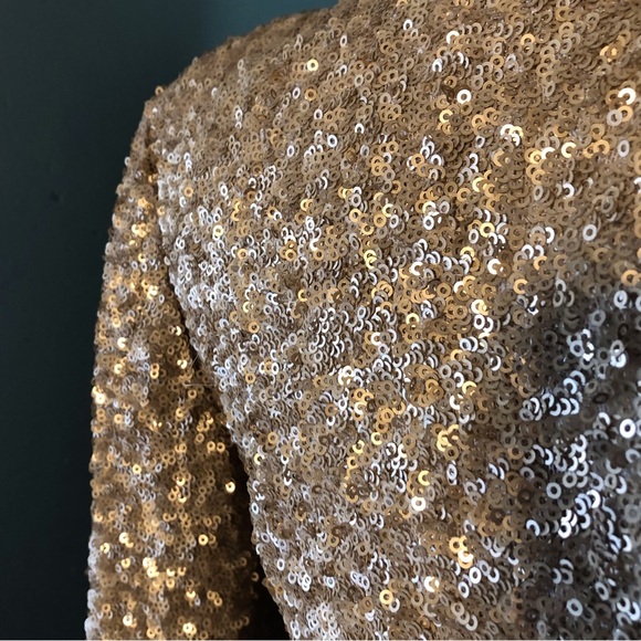 Y2k Coldwater Creek, “time to shine “ gold mini sequence dress, vintage90s - Picture 7 of 7